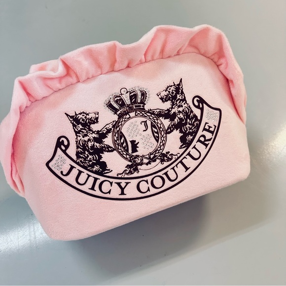 NWT Juicy Couture Scottie Dog Pink Velour Makeup Bag  Juicy Couture Cosmetic Travel Bag Makeup Scottie Dog Pink Velor